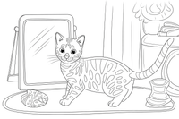 Bengal cat near a mirror – Bengal Cat coloring page