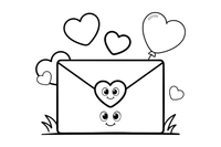 A love letter envelope with a heart seal – Valentine's Day coloring page