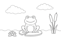 A frog sitting on a lily pad on the pond – Animal Homes coloring page