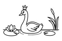 A graceful swan wearing a little crown – Elegant Swan Bird coloring page