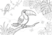 A smiling toucan with a huge beak – Toucan coloring page