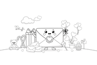 A love letter envelope with a heart seal – Valentine's Day coloring page