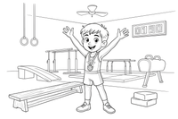 A gymnast boy with a medal around their neck – Gymnastics Gymnastics coloring page