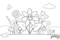One big hepatica flower with pointed petals – Wildflowers coloring page