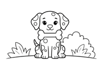 A Dalmatian holding a bone – Dalmatian coloring page