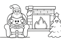 Santa reading letters from children – Santa Christmas Winter coloring page