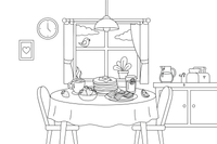 A breakfast table by a sunny window – Classic Breakfast coloring page