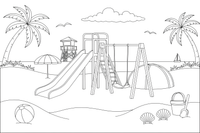 A playground by the beach – Playground coloring page