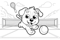 A puppy chasing a tennis ball – Tennis Tennis coloring page