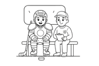 A player and a coach on the bench – Dynamic Hockey Scenes coloring page