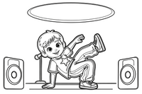 A breakdancer spinning on the floor – Creative Artist Performer coloring page