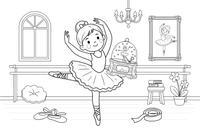 A ballerina and a music box – Graceful Ballerina coloring page