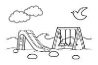 A playground by the beach – Playground coloring page