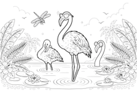 A flamingo wearing sunglasses – Flamingo Pond coloring page