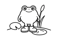 A frog wearing rain boots – Curious Frog Wild coloring page