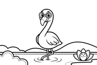 A flamingo wearing sunglasses – Flamingo Pond coloring page