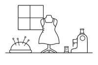 A dressmaker's mannequin with a dress pinned on it – Sewing & crafts Object coloring page