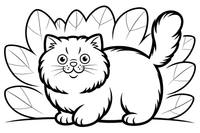 Persian Cat beneath the leaves – Persian Cat Mischievous Antics coloring page
