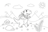 T-Rex walking over the hills – T-Rex Dino Moments coloring page