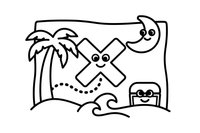 A treasure map with an X marking the spot – Adventurous Pirate coloring page