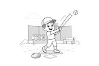 A little player swinging a bat – Baseball Baseball coloring page