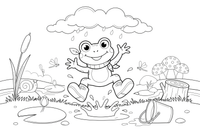 A frog wearing rain boots – Curious Frog Wild coloring page