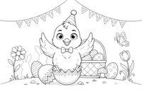 A chick hatching from an egg – Easter Bunny and Eggs coloring page