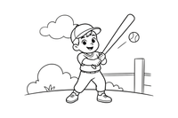 A little player swinging a bat – Baseball Baseball coloring page