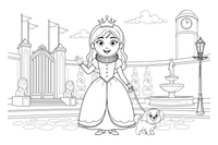 A queen in a small crown and a high-collared dress (a Victorian-style queen) – Historic People Around the World coloring page