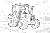 Tractor on Road – Farm Tractors coloring page