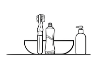 A toothbrush and toothpaste side by side, filling the page – Bathroom Things coloring page