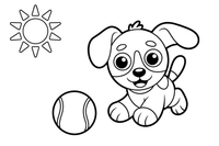 A puppy chasing a tennis ball – Tennis Tennis coloring page