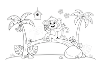 A smiling monkey with big round eyes – Monkey coloring page