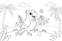 A parrot by a bunch of bananas – Parrot Bird coloring page