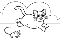 Siamese Cat leaping after the mouse – Siamese Cat Daily Life coloring page