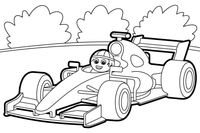 Formula 1 with a track map – Formula 1 Competition Scenes coloring page