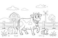 A cow with a bell around its neck – Cow coloring page