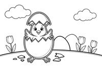 A chick hatching from an egg – Easter Bunny and Eggs coloring page