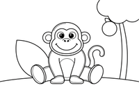 A smiling monkey with big round eyes – Monkey coloring page