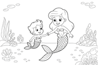 Mermaid a baby mermaid holding her mama's hand – Mermaid Magical Moments coloring page