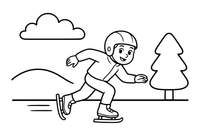 A speed skater leaning forward, racing fast – Winter Sports Adventure coloring page