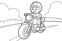 Motorcycle driving down the road – Motorcycle Sport Stunts coloring page