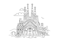 The Sagrada Familia church – Famous Landmarks coloring page