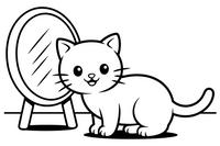 Bengal cat near a mirror – Bengal Cat coloring page