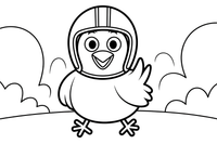 Chicken with a racing helmet – Chicken Racing Events coloring page