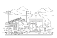 A row of emergency vehicles at the station – Emergency Emergency Vehicles coloring page