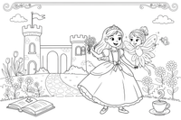 Princesses fairy friend – Princesses in Royal Moments coloring page