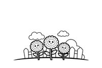Marigold flowers growing along a fence – Marigold Flower Garden coloring page