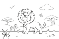 A lion stretching and yawning – Lion Majesty coloring page