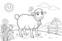 A sheep with a little bell around its neck – Sheep coloring page